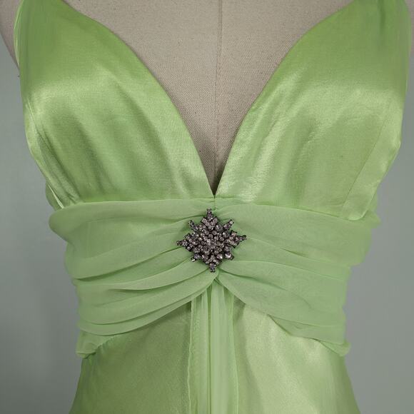 Vintage Zum Prom Dress Maxi Gown 8 Green 90S Y2K Fairy Tinkerbelle Glam Empire - Picture 7 of 16